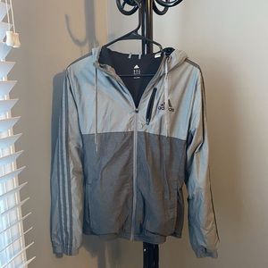 Adidas unisex gray windbreaker zip up size small
